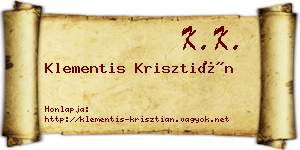Klementis Krisztián névjegykártya